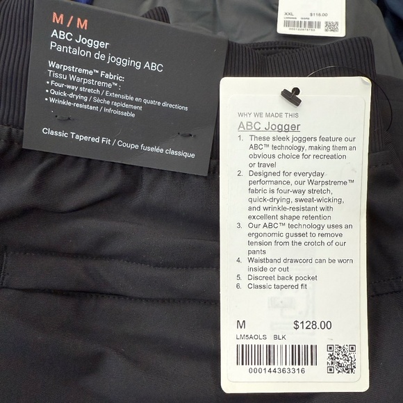 New W/ Tags! Men's Lululemon ABC Jogger Warpstreme Black Athletic Pants - Picture 7 of 7